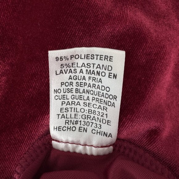 Umgee BURGUNDY Dark Red L Velvet Smocked Ruching Blouse - Picture 10 of 10